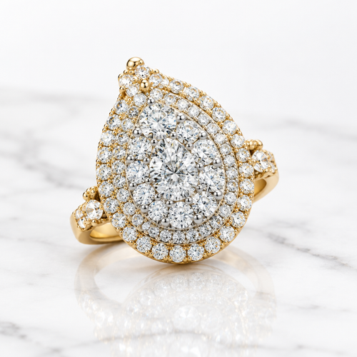 1.00 CTW Diamond Pear-Shaped Cluster Ring