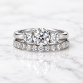 14K White Gold Natural Diamond Ring Set