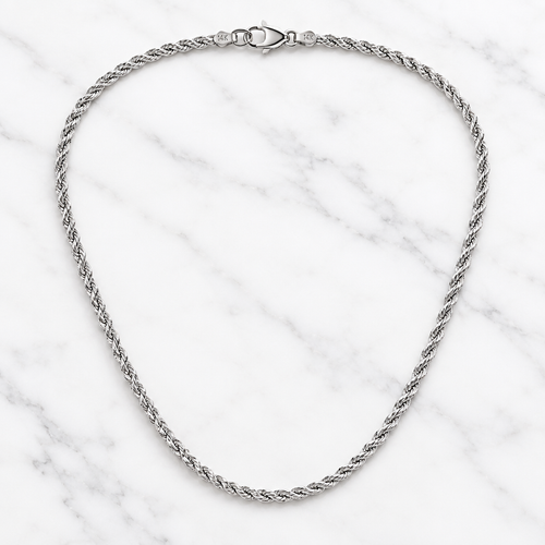 14K White Gold Rope Chain