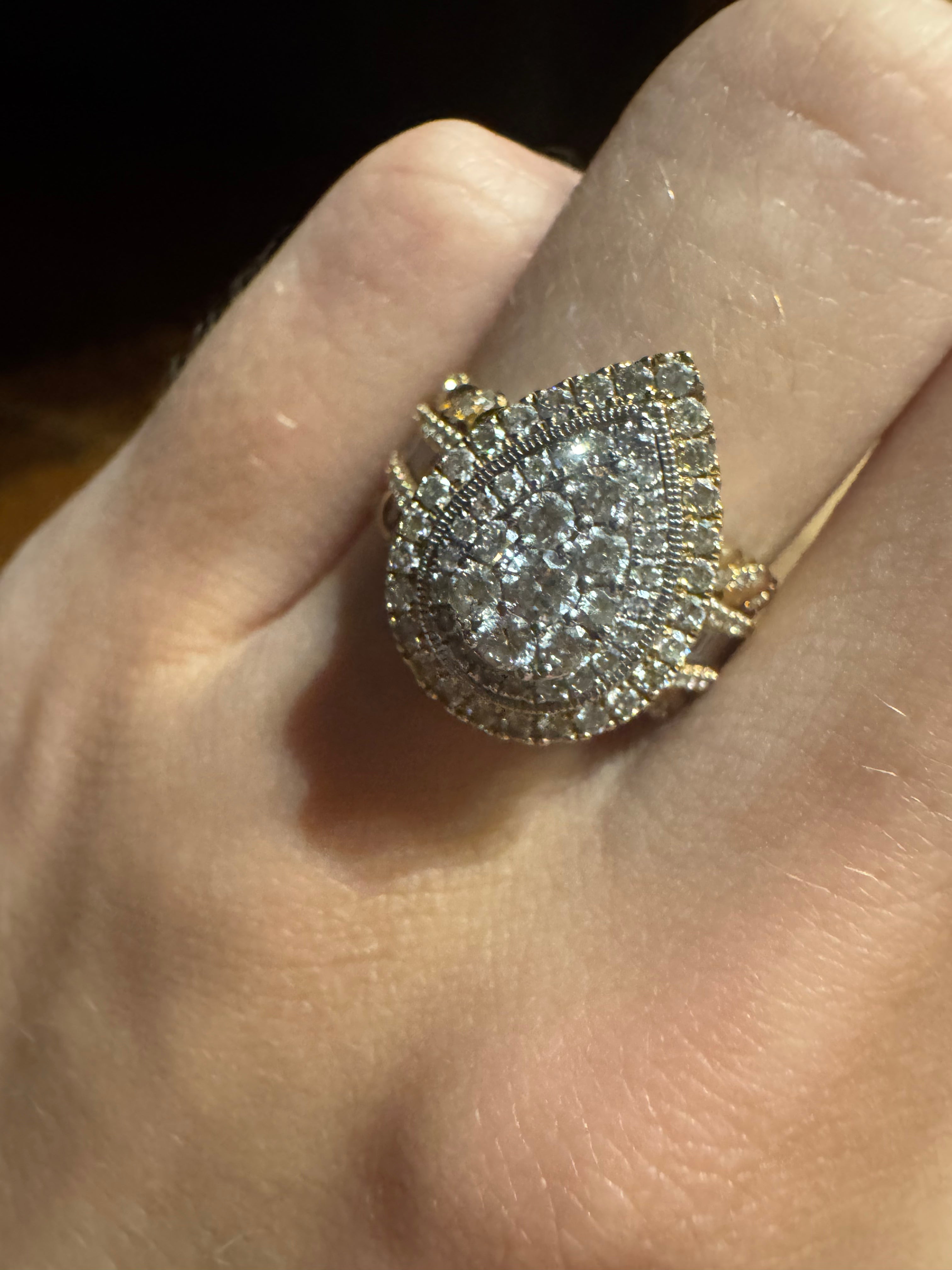 1.00 CTW Diamond Pear-Shaped Cluster Ring in 10K Yellow Gold