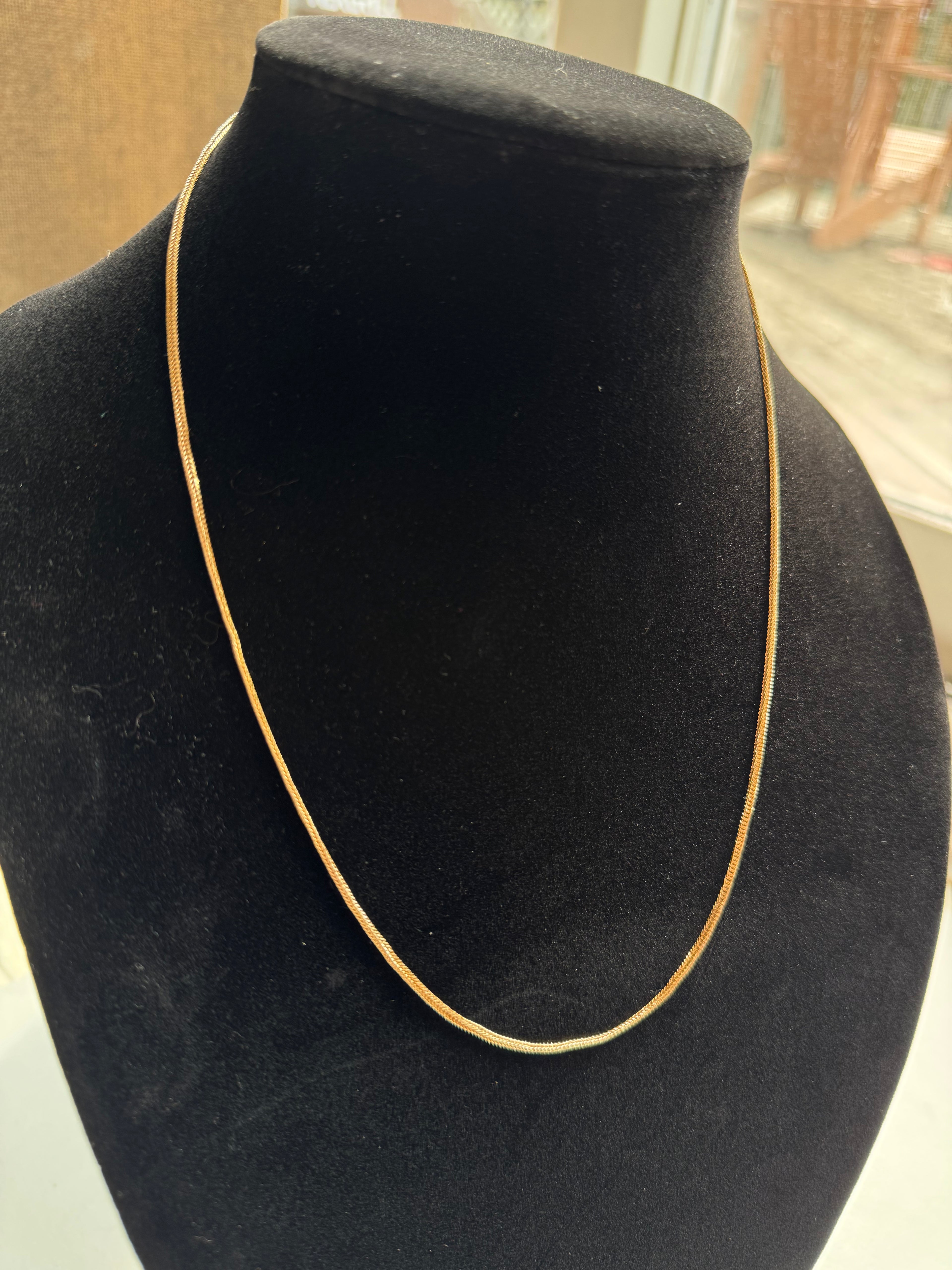 14K Italian Yellow Gold Braided Wheat Chain Necklace