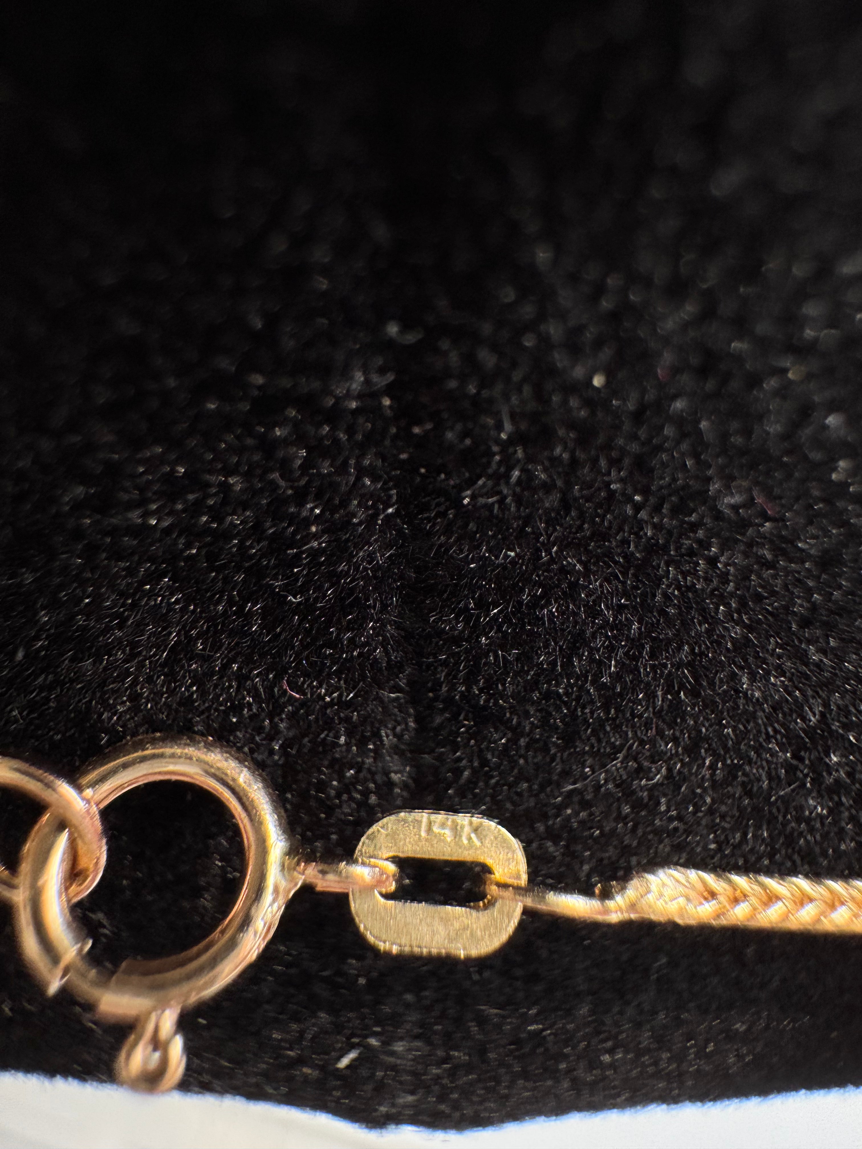 14K Italian Yellow Gold Braided Wheat Chain Necklace