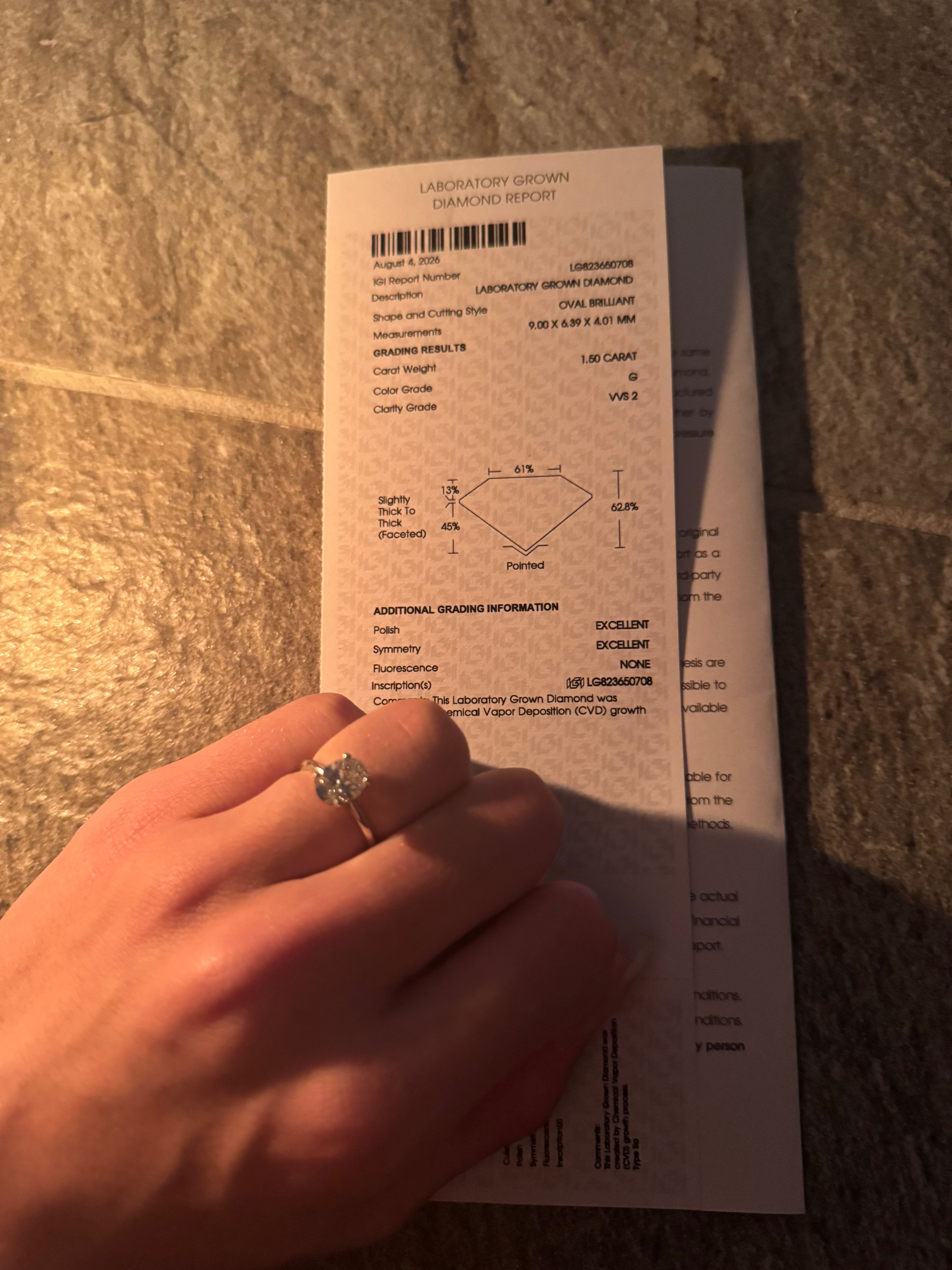 1.50 CT Lab-Grown Oval Diamond Solitaire Ring – Sterling Silver | IGI Certified