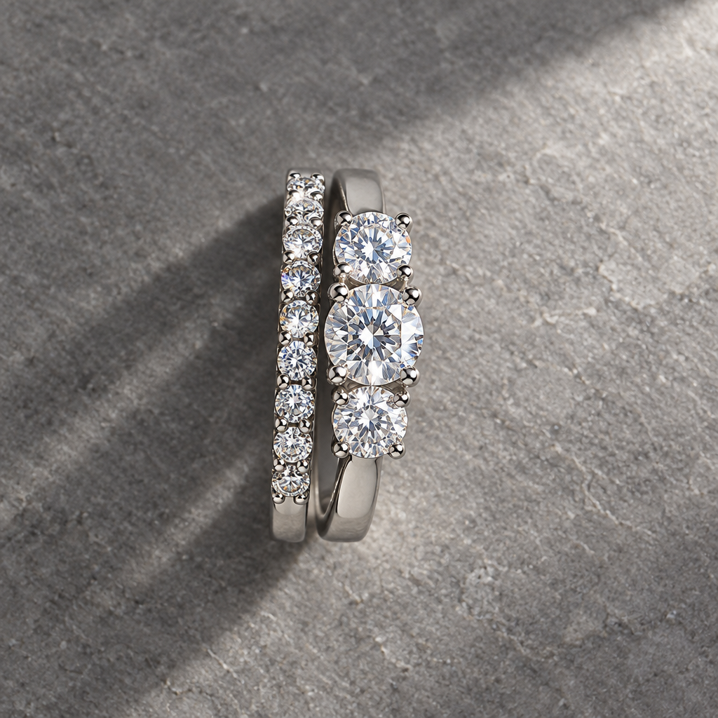 Diamond Ring Set - Grey Stone